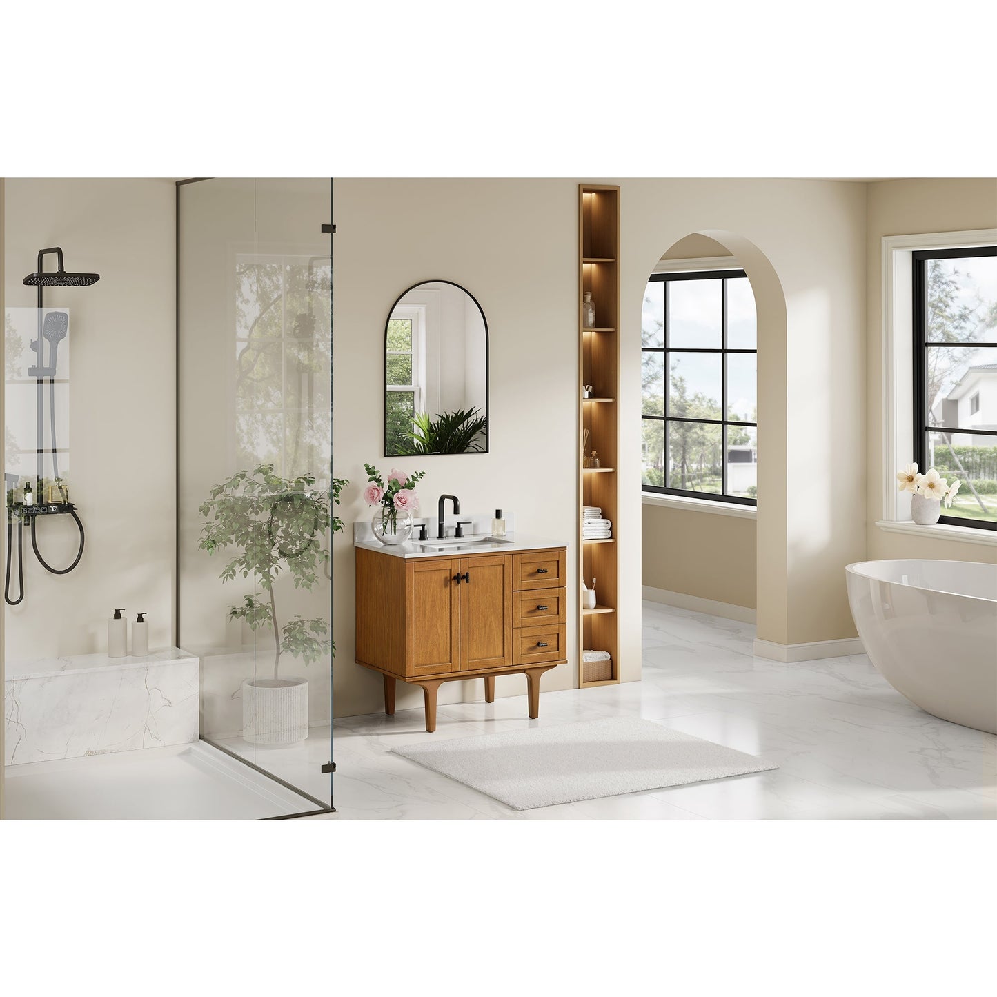 Altair Designs Orasia 36"/48"/60"/72" single/double vanity with top - 595036-MB-CMQ-NM