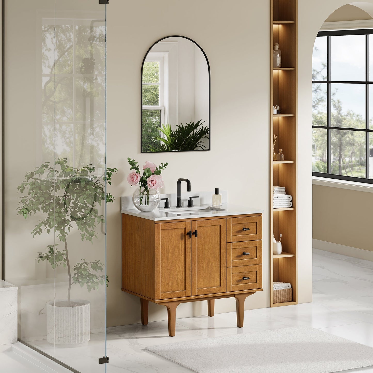 Altair Designs Orasia 36"/48"/60"/72" single/double vanity with top - 595036-MB-CMQ-NM