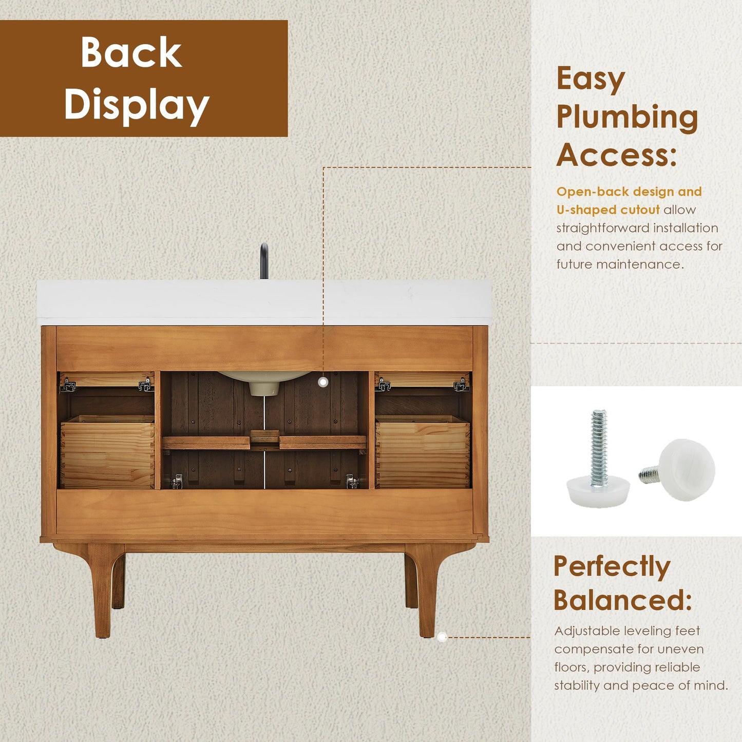 Altair Designs Orasia 36"/48"/60"/72" single/double vanity with top - 595036-MB-CMQ-NM