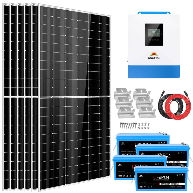 Sun Gold Solar Kit 5000W 48V 120V output 10.24KWH Lithium Battery 2700 Watt Solar Panel SGK-5PRO