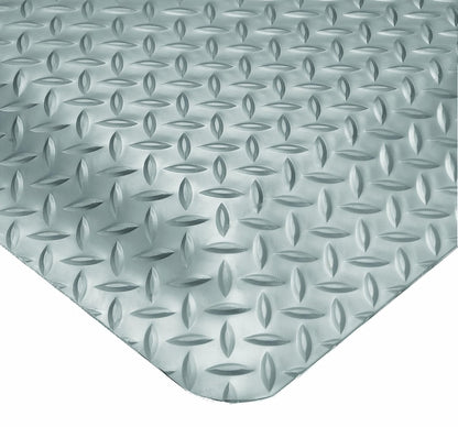 Wearwell Diamond-Plate SpongeCote UltraSoft Mat, 3' Width x 75' Length x 15/16" Thickness, Gray - 414.1516x3x75GY