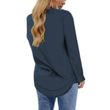 Navy Crewneck Casual Long Sleeve Sweatshirts for Women