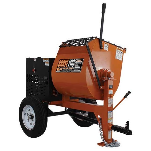 BravePro™ 6 Cubic Foot Steel Drum Mortar Mixer w/ Honda® GX240 Engine BRPMM106H