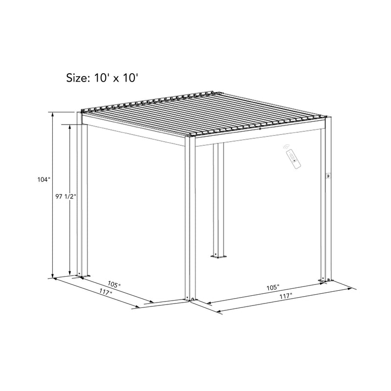 Bon Pergola 10' x 10' Freestanding Louvered Villa Pergola - VP-3325-WH