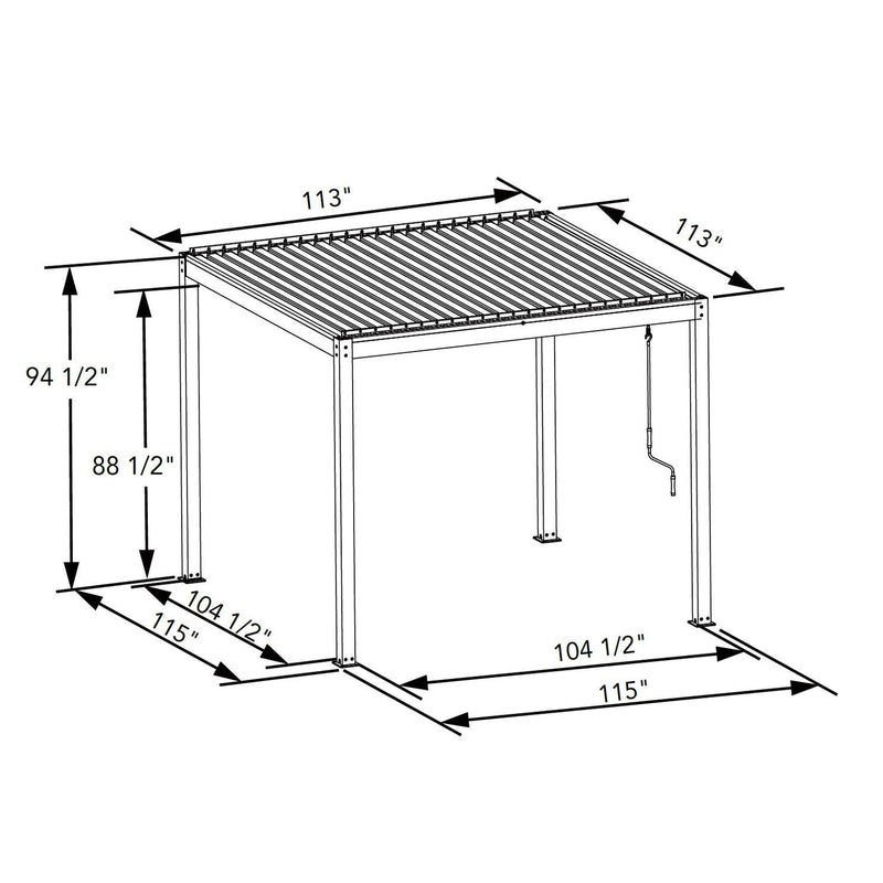 Bon Pergola 10' x 10' Manual Aluminum Louver Starry Pergola - BP-MASP-DG-10X10