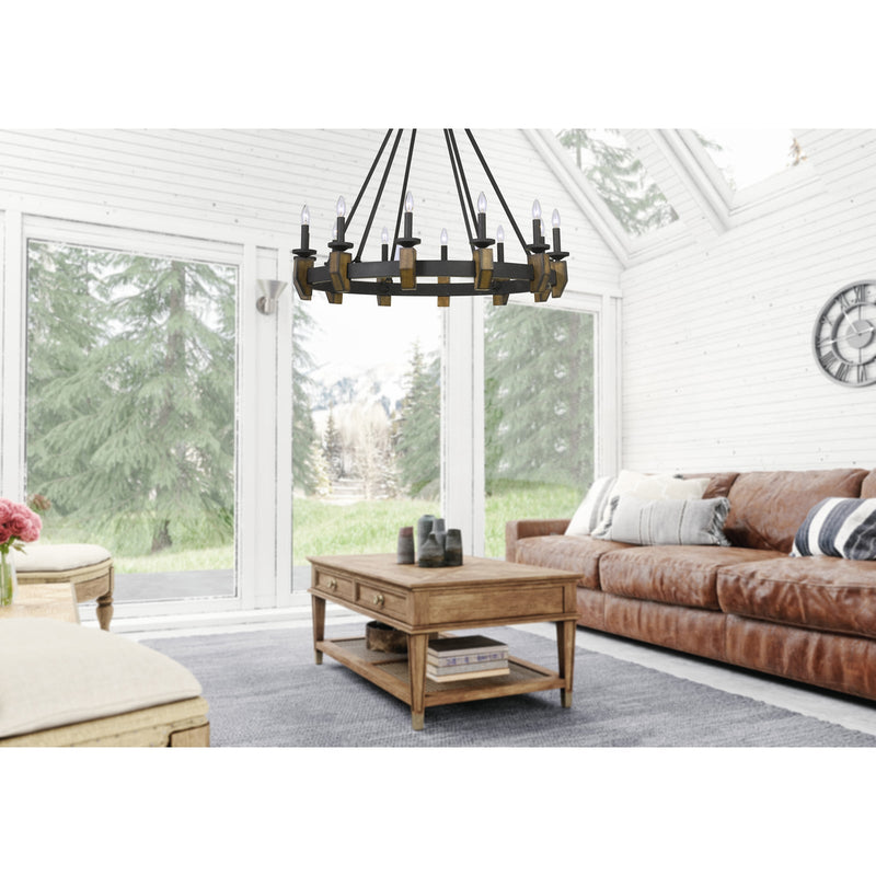 Cal Lighting 60W X 12 Cruz Metal/Wood Chandelier FX-3517-12