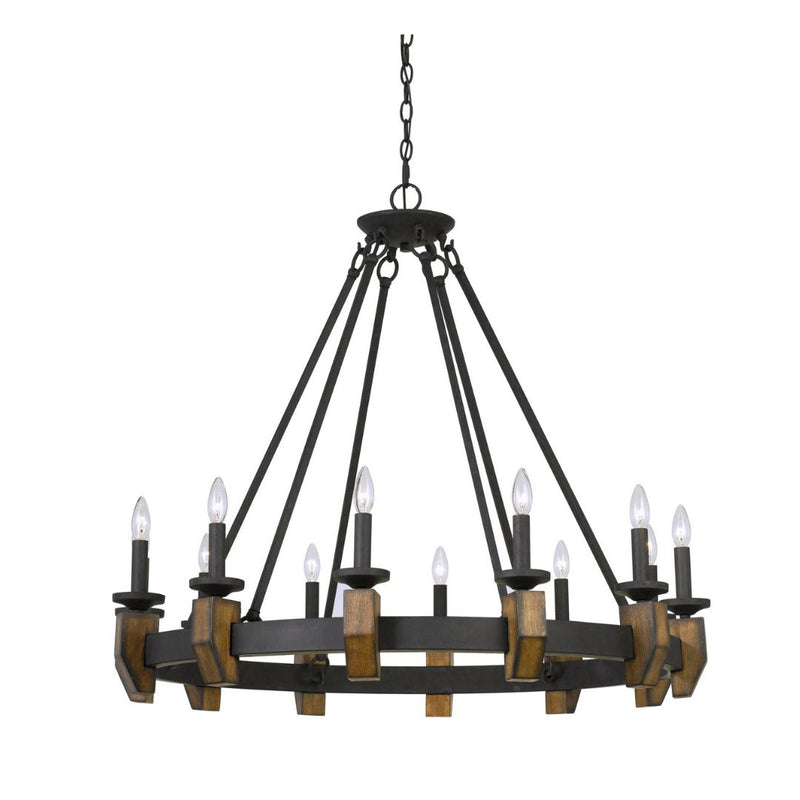 Cal Lighting 60W X 12 Cruz Metal/Wood Chandelier FX-3517-12