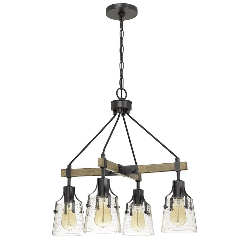 Cal Lighting 60W X 4 Aosta Metal Chandelier With Bubbled Glass Shades FX-3735-4