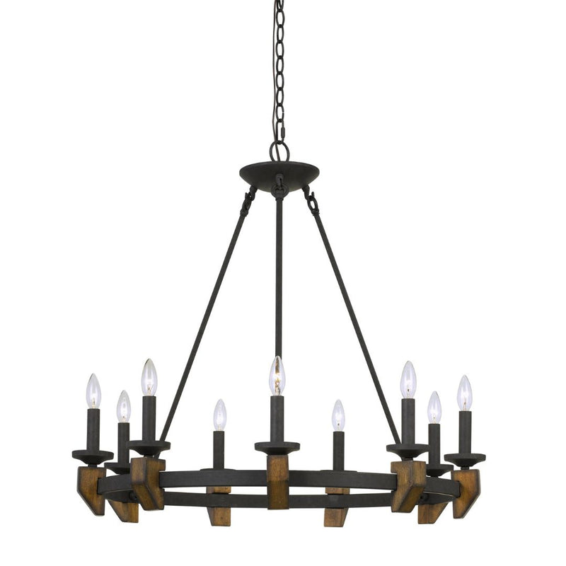 Cal Lighting 60W X 9 Cruz Metal/Wood Chandelier FX-3517-9