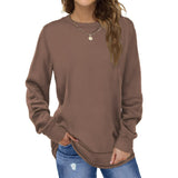 Coffee Crewneck Casual Long Sleeve Sweater for Women