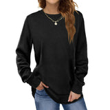 Black Crewneck Casual Long Sleeve Sweater for Women