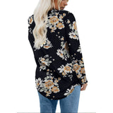 Womens Navy Floral Crewneck Long Sleeve Sweatshirt