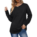 Black Crewneck Casual Long Sleeve Sweater for Women