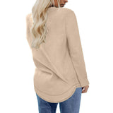 Beige Crewneck Casual Long Sleeve Sweater for Women