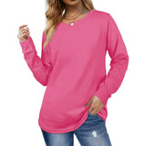 Pink Crewneck Casual Long Sleeve Sweatshirts for Women