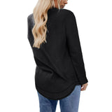 Black Crewneck Casual Long Sleeve Sweater for Women